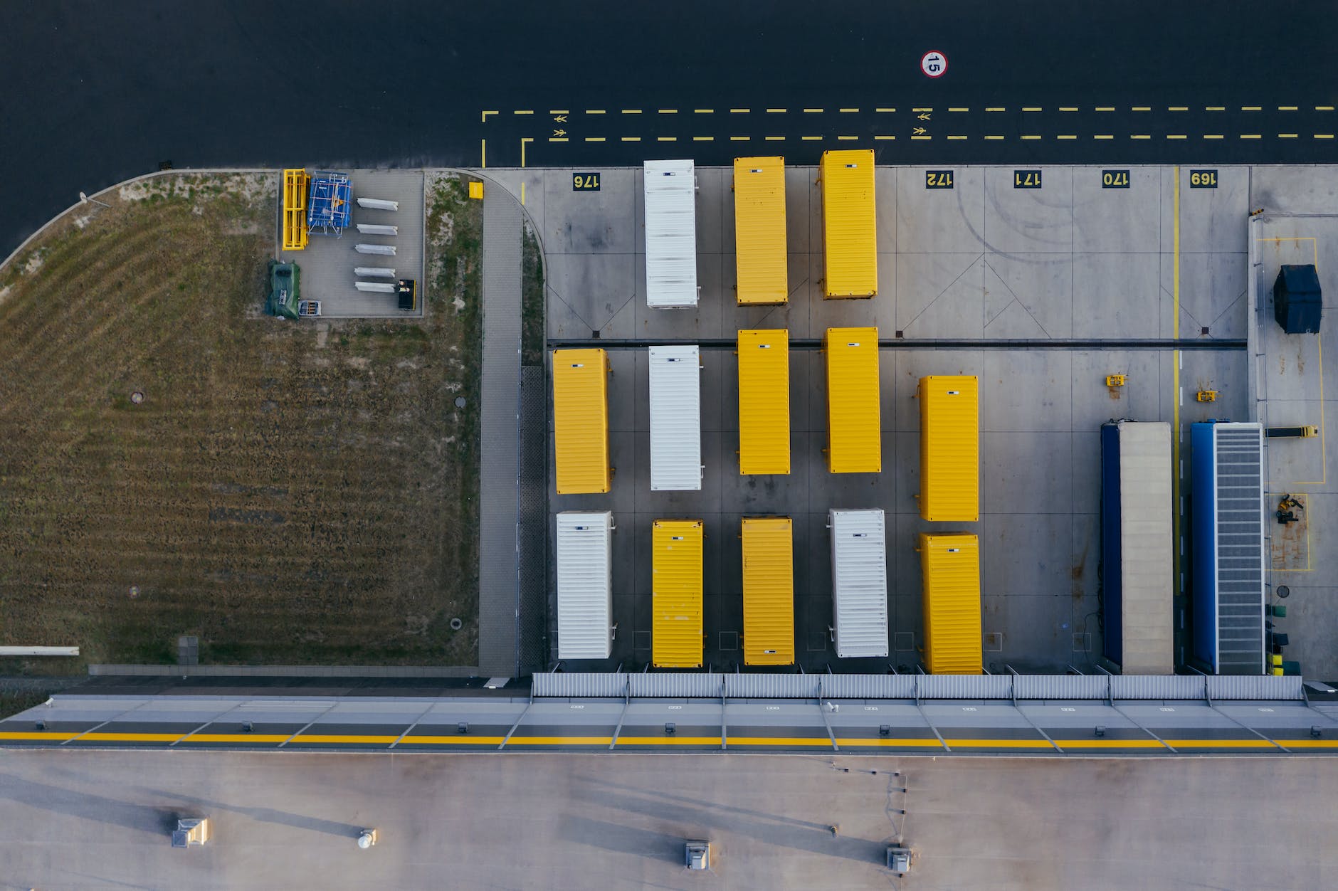 aerial photography of a containers